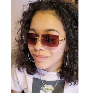 Rectangle Brown rimless sunglasses FLASH S…